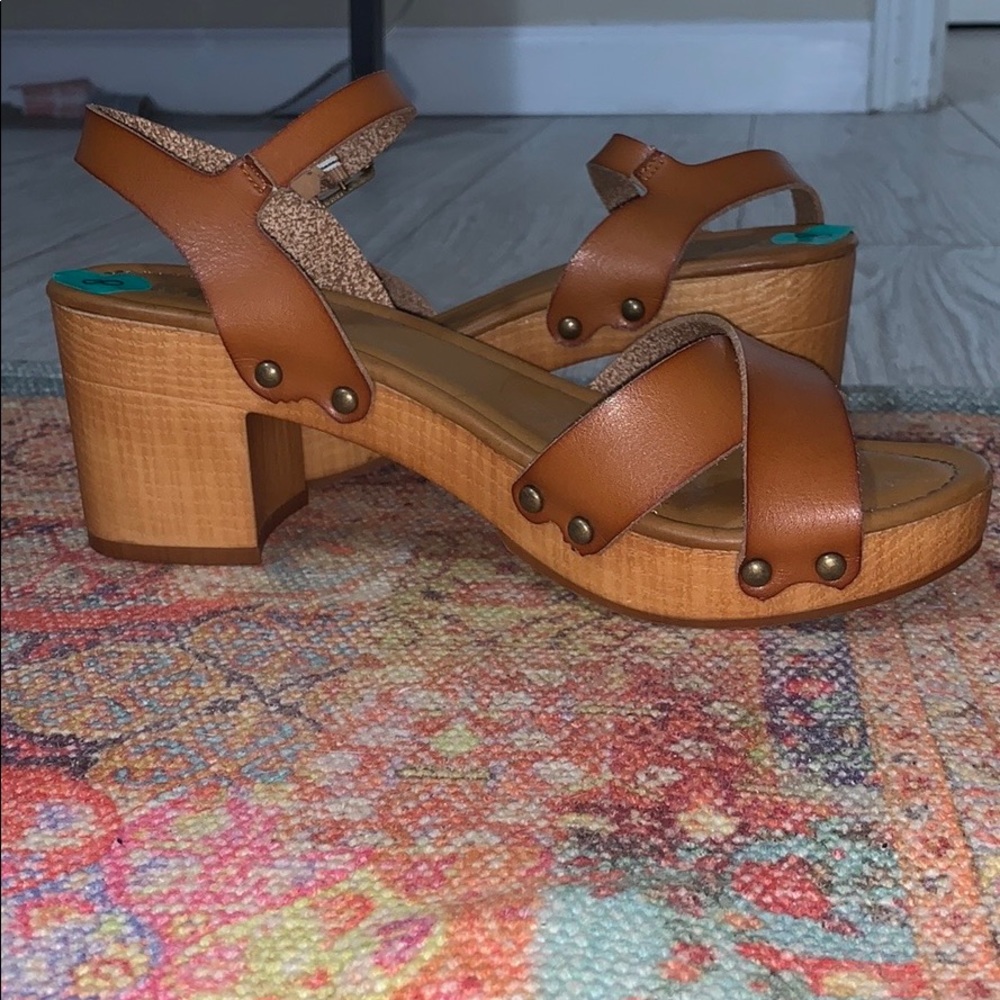 Chestnut Brown Chunky Boho Platform Heels